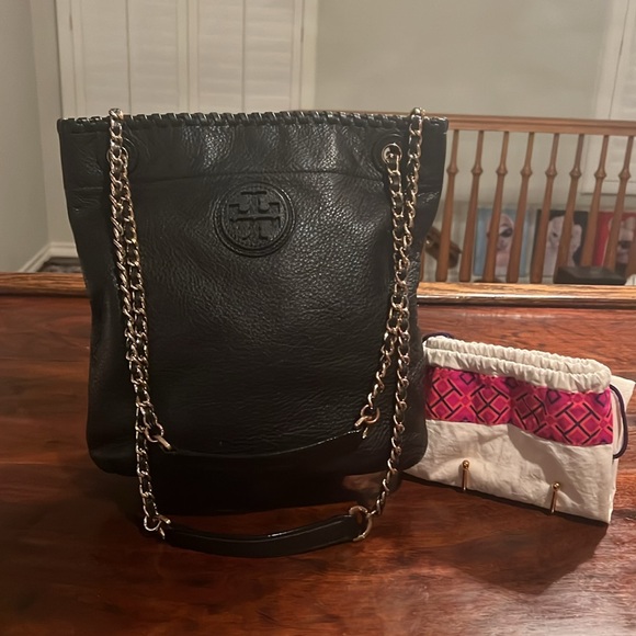 TORY BURCH Pebbled Leather 2-Way Crossbody Black - Picture 1 of 15